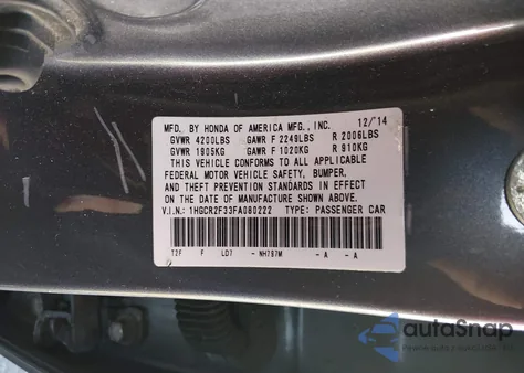 2015 Honda Accord Lx from USA, damaged, VIN 1HGCR2F33FA080222